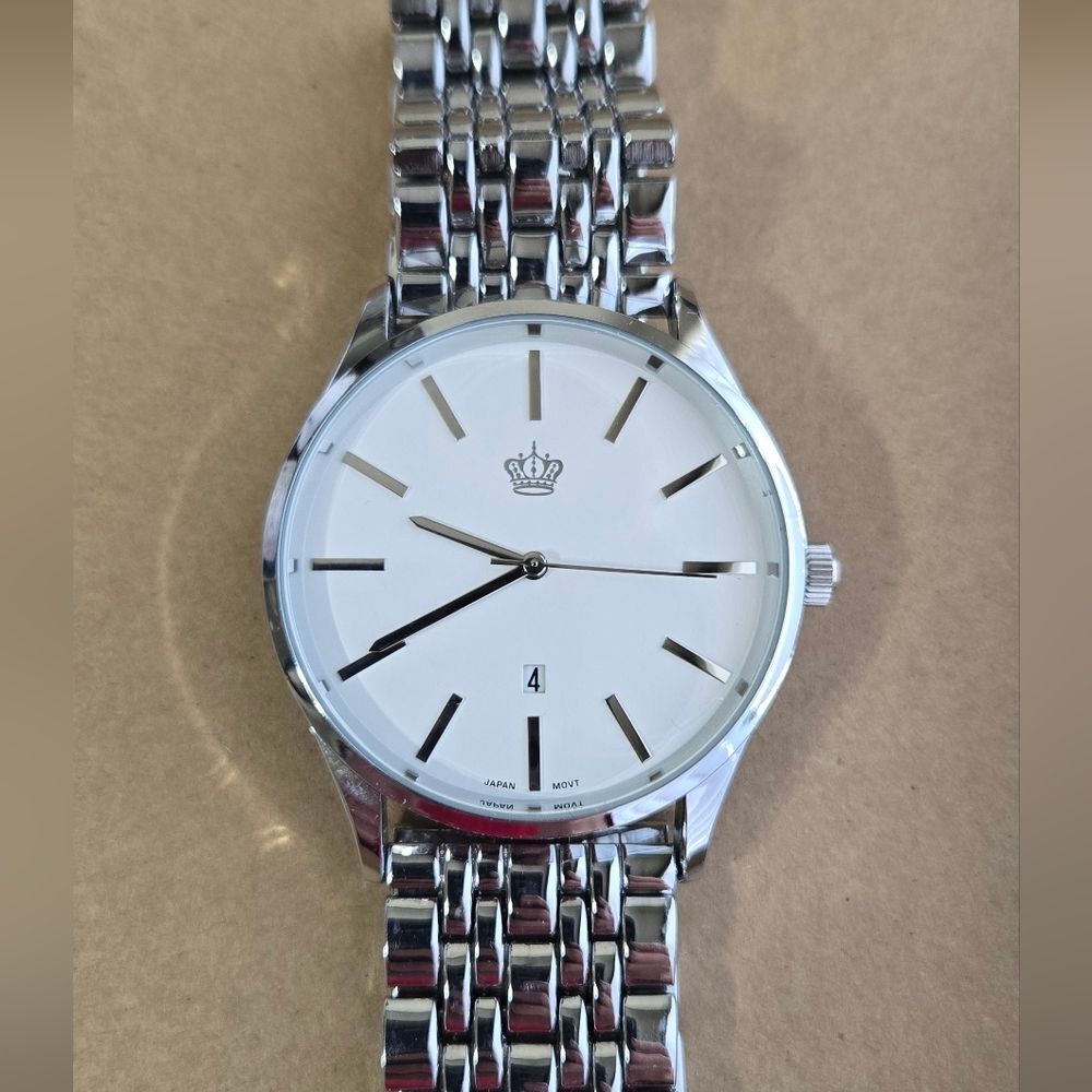 Premier Designs Silver Men's Stainless Steel Watch with White Dial
